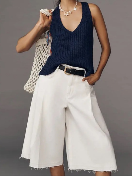 Pilcro Pants - Pleated High-Rise Culotte Jeans NWOT PILCRO COLOR- Ivory